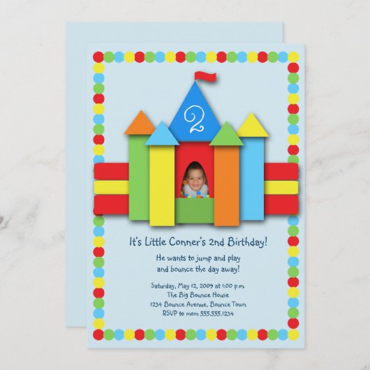 Federnd Bithday Einladung (Vorne/Hinten)