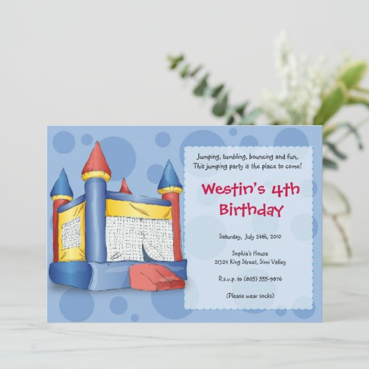 Federnd Spaß - für Jungen! Einladung (Stehend Vorderseite)