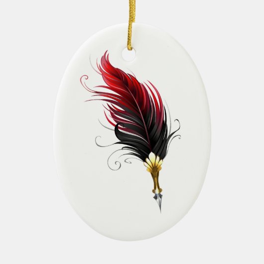 Federnstift mit Goldnippe Keramik Ornament (Vorne)