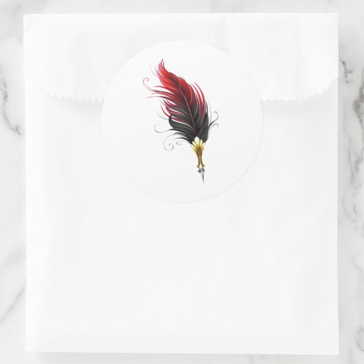 Federnstift mit Goldnippe Runder Aufkleber (Tasche)