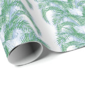Federpalmenblätter in Blau und Grün Geschenkpapier (Rolleneckpunkt)