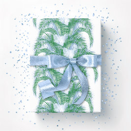 Federpalmenblätter in Blau und Grün Geschenkpapier