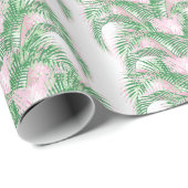 Federpalmenblätter in Rosa und Grün Geschenkpapier (Rolleneckpunkt)