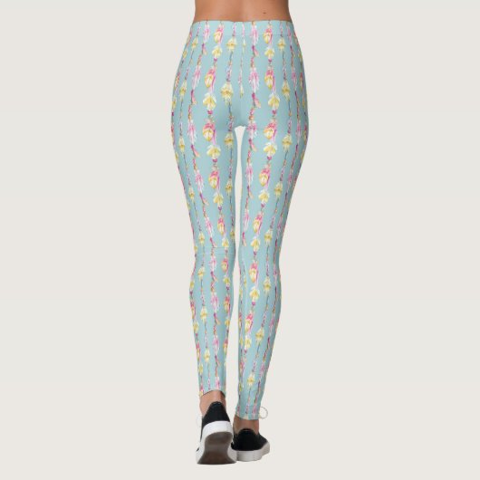 Federperlen Wasserfarbenkunst boho muster Leggings (Rückseite)