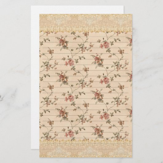 Federromantik viktorianische Rose Briefpapier (Vorne/Hinten)