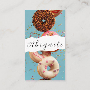 Federvektor Nahtlose Vintage-Donuts Visitenkarte