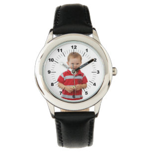 Federwache für Kinder - Personalisiert - schwarz Armbanduhr