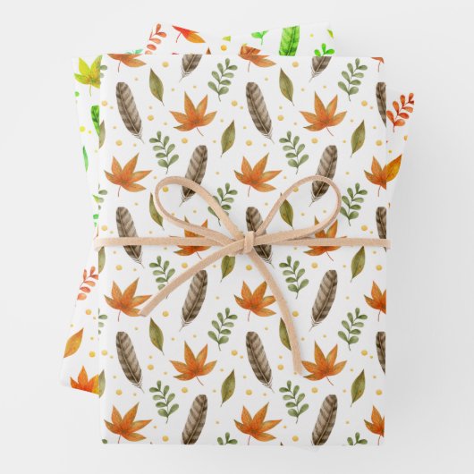 Federwrapping Paper Flat Sheet Set 3 Geschenkpapier Set (Beispiel)