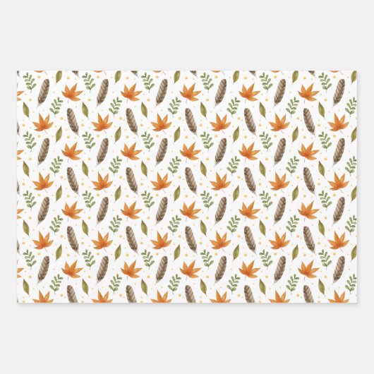 Federwrapping Paper Flat Sheet Set 3 Geschenkpapier Set (Vorderseite)