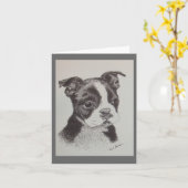 Federzeichnen von Boston-Terrier Karte (Gelbe Blume)
