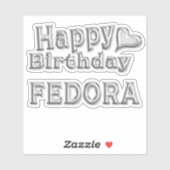 Fedora Happy Birthday silver Aufkleber Sticker (Blatt)