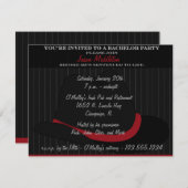 Fedora Hat and Pinstripes Bachelor Party Einladung (Vorne/Hinten)