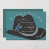 Fedora Hat mit Feathers Bachelor Party Einladung (Vorne/Hinten)