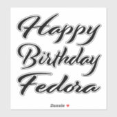 Fedora Name Vorname black Sticker Geburtstag (Blatt)