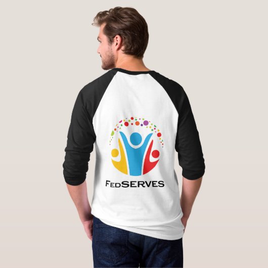 FedSERVES Men Raglan 3/4 Sieb mit Logos T-Shirt (Schwarz voll)