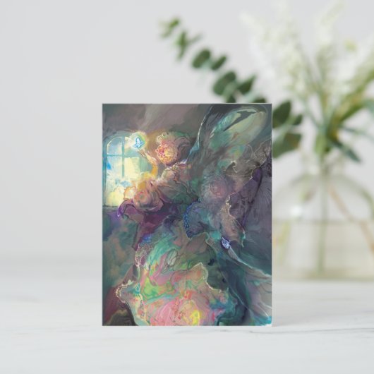 Fee am Fenster~~ Postkarte (Stehend Vorderseite)