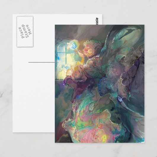 Fee am Fenster~~ Postkarte (Vorne/Hinten)