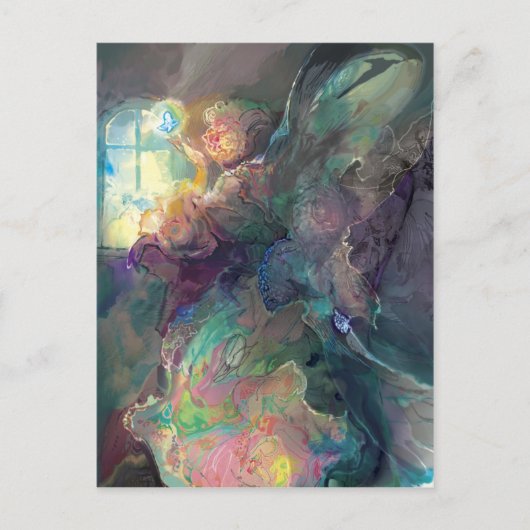 Fee am Fenster~~ Postkarte (Vorderseite)