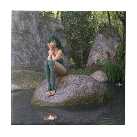 Fee am verzauberten Teich Fliese (Vorderseite)