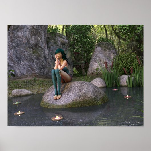 Fee am verzauberten Teich Poster (Vorne)