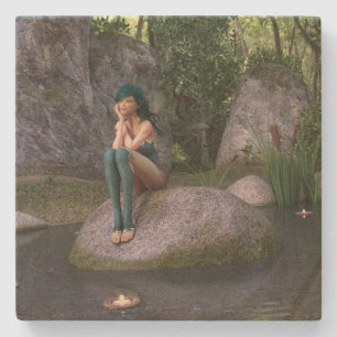 Fee am verzauberten Teich Steinuntersetzer