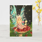 Fee auf einem Pilz - Gruß-Karte durch Neil Karte (Gelbe Blume)