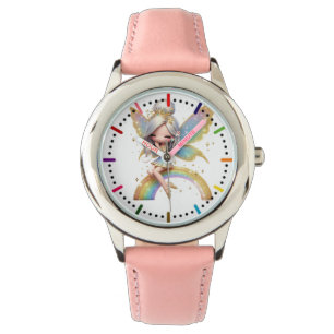 Fee auf einem Regenbogen sitzend Armbanduhr