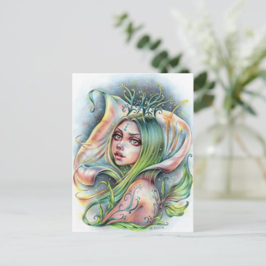 Fee auf Postkarte geblüht (Stehend Vorderseite)