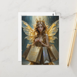 Fee auf Shoppingtour Postkarte