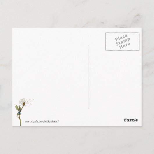 Fee aus Löwenzahn (mit Kriegsfarbe) Postkarte (Rückseite)