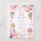 Fee Babydusche Einladung Pastellfarben (Vorderseite)