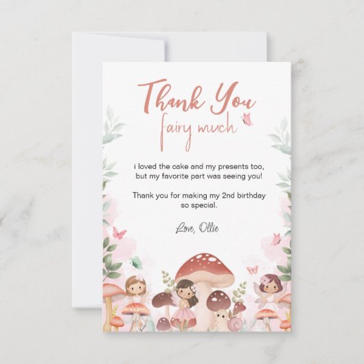 Fee Birthday, verzauberter Whimsical Garden Forest Dankeskarte (Vorderseite)