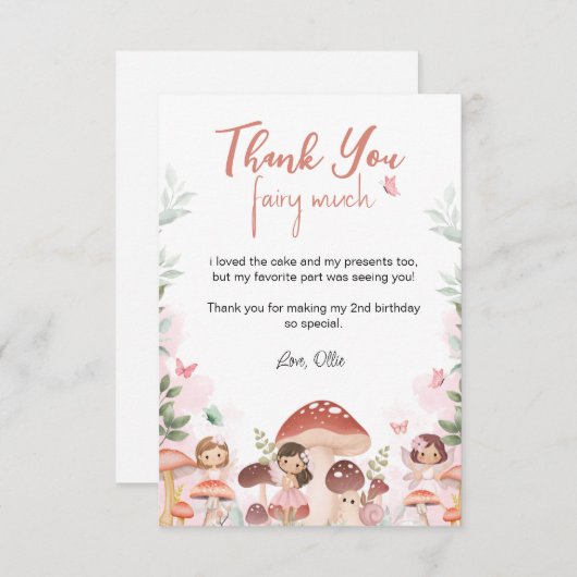 Fee Birthday, verzauberter Whimsical Garden Forest Dankeskarte (Vorne/Hinten)