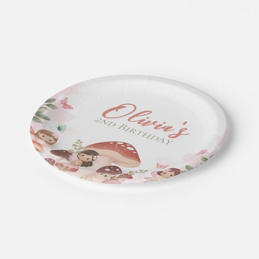 Fee Birthday, verzauberter Whimsical Garden Forest Pappteller (Schrägansicht)