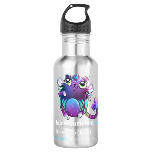 "Fee-cat-unicorn" Edelstahlflasche (Vorderseite)