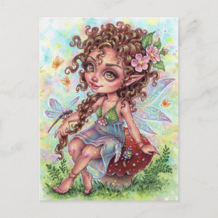 Fee Darling Postcard Fairy Mushroom Dragonfly Postkarte