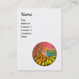 FEE DER SONNENBLUMEN färben rosa weiße Perle gelb Visitenkarte