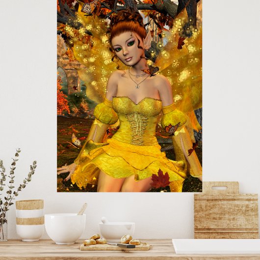 Fee des Herbsttanzes Fantasy Art Poster (Küche)