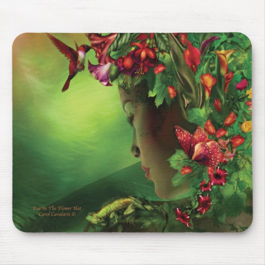 Fee im Blumen-Hut Mousepad (Vorne)