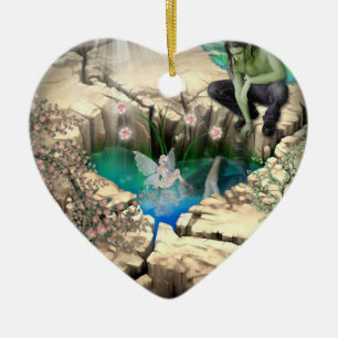 Fee im Elfenteich Keramikornament