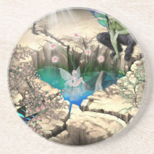 Fee im Elfenteich Sandstein Untersetzer