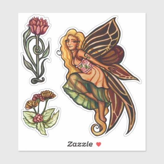 Fee im Herbst Aufkleber (Blatt)