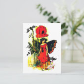 Fee im roten Kleid Postkarte (Stehend Vorderseite)