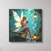 Fee im verzauberten Waldtrinkkaffee