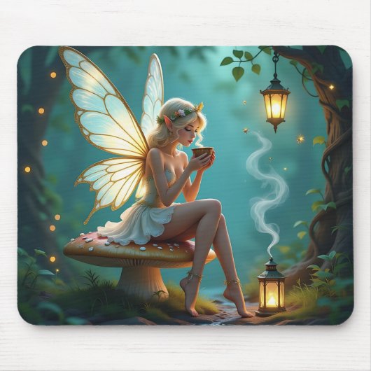 Fee im verzauberten Waldtrinkkaffee Mousepad (Vorne)