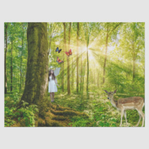 Fee im Zauberwald mit Bambi und Schmetterling Seidenpapier