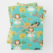 Fee in blauem Kleid Geschenkpapier Set (Beispiel)