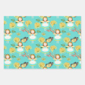 Fee in blauem Kleid Geschenkpapier Set (Vorderseite)