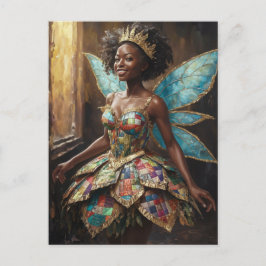 Fee in einem gepolsterten Kleid Postkarte