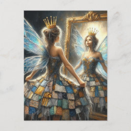 Fee in einem gepolsterten Kleid und einem Golden C Postkarte